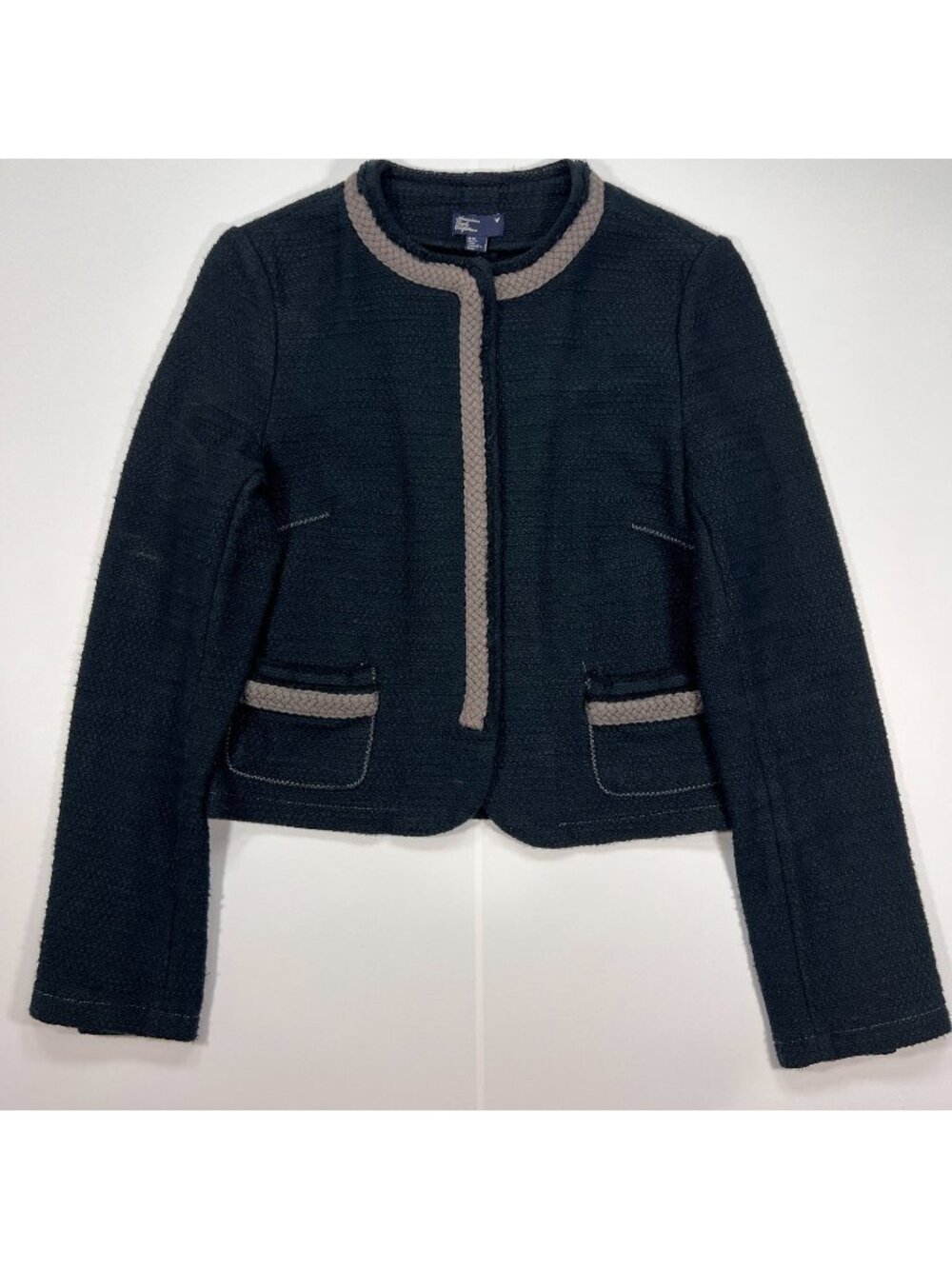 American Eagle Outfitters Jacket Women's M Black Cotton Cropped Preppy Formal